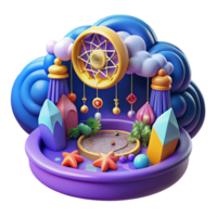 3D Dreamcatcher Illustration with Colorful Decor png
