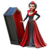 Vampire Queen Posing Next to a Coffin png