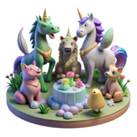 Fantasy Creatures Gather Around a Table in a Magical Setting png