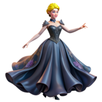 3D Render of a Fairytale Princess in a Flowing Gown png