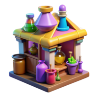 3D Rendered Illustration of a Colorful Shop with Potions and Other Items png