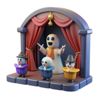 Ghostly Performance on a Tiny Stage with Cheerful Spectators png