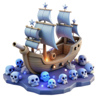 Ghostly Ship and Skulls on a Mystical Island png