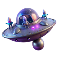 Flying Saucer with Astronauts and Aliens png