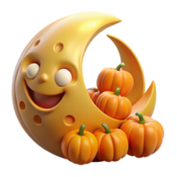 Smiling Moon with Pumpkins png