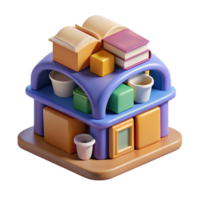 3D Illustration of a Colorful Geometric Structure with Books and Pots png