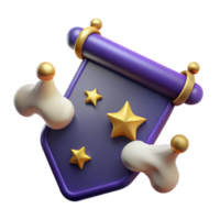 Purple Scroll with Golden Stars and White Clouds png