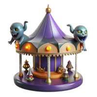 Spooky Carousel with Glowing Lights and Ghostly Figures png