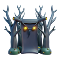 Spooky 3D Render of a Glowing Eye Monster in a Dark Forest png