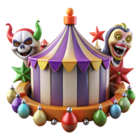 Carnival Tent with Spooky Characters and Colorful Decorations png