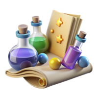 Magical Potions and a Scroll with Stars png