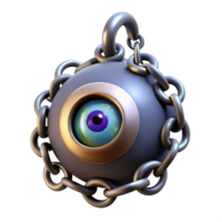 3D Rendered Eye Orb with Chain png