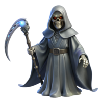 Grim Reaper with Scythe and Glowing Staff png