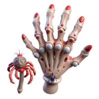3D Render of a Hand with Red Spots and a Spider png