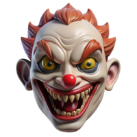 Scary Clown Face with Sharp Teeth and Evil Smile png