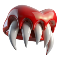 3D Render of Glossy Red Lips with Sharp White Fangs png