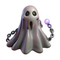 3D Rendered Cartoon Ghost with Chain and Orb png
