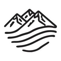 Mountains and waves icon vector