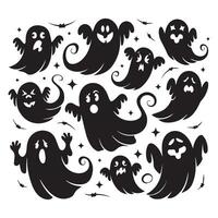 Set of halloween ghost illustration vector