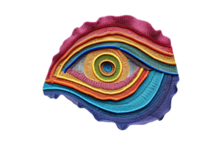 Colorful abstract eye illustration with vibrant layers of texture, perfect for modern art and creative design projects. png