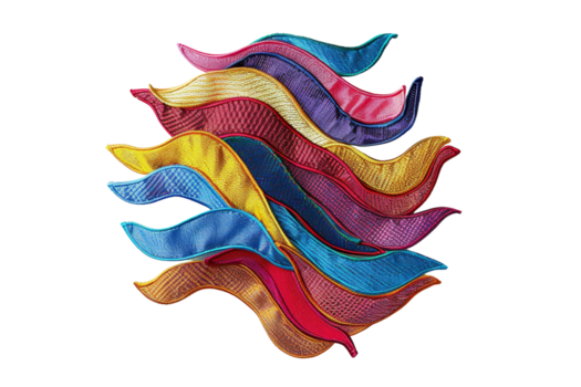 vistoso seda cintas arreglado en un fluido patrón, creando un vibrante y dinámica resumen diseño en contra un transparente antecedentes. png