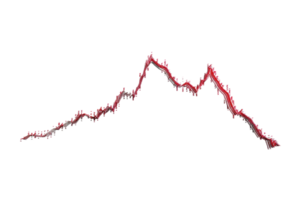 A red line graph showing a dramatic decline, depicting financial loss or stock market crash, isolated on a transparent background. png