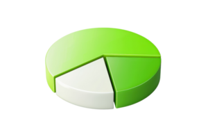 3D green pie chart with a white section, illustrating business analytics, finance data, or marketing strategy in an eye-catching visual. png