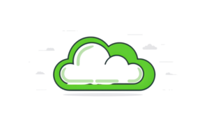 Abstract green cloud icon with white and green elements, representing cloud computing, technology, and environment. png