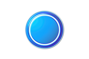 A shiny blue button graphic with a minimalist design. Perfect for web elements or app interfaces. Isolated on a transparent background. png