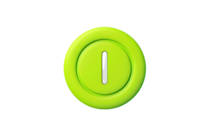 Close-up of a bright green button with a sleek and modern design, isolated on a transparent background. perfect for digital interfaces or app icons. png