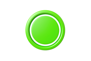 Close-up of a vibrant green button icon symbolizing start, play, or confirmation, isolated on a transparent background. png