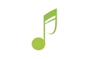 Green music note symbol on a transparent background. Ideal for music-related projects, logos, and designs highlighting musical themes. png