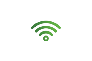 Green Wi-Fi symbol icon isolated on a transparent background, representing wireless network and internet connectivity. png