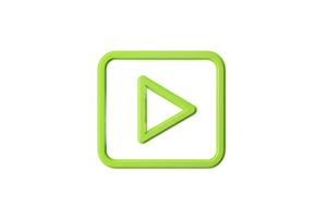 Green play button icon. Minimalistic design. Perfect for media, interface, or modern applications. Isolated on a transparent background. png