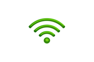 Green WiFi signal icon on a transparent background. representing wireless internet connectivity and digital communication. png