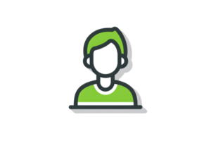 Minimalistic user icon with green and black color scheme, perfect for digital profiles and avatars in modern designs. png