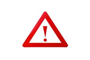 Red triangular warning sign with exclamation mark indicating caution or alert. Ideal for safety, danger, or hazard communication. png