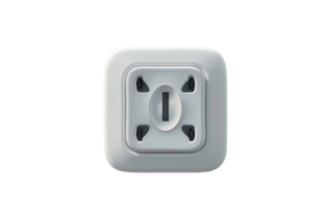 Electrical outlet with safety cover, isolated on transparent background. Front view of a modern socket for home or office use. png