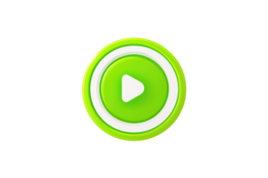 Green play button icon on a transparent background, perfect for media player interfaces, website graphics, and app design elements. png