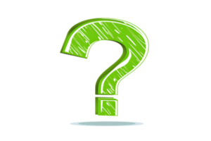 desenhado à mão verde questão marca ilustração, isolado em uma transparente fundo. ideal para conceitos do investigação, curiosidade, e incerteza. png