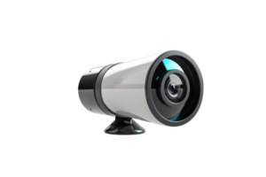 High-resolution surveillance camera isolated on a transparent background. showcasing modern security technology with sleek design. png