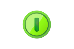 Green power button icon isolated on transparent background. Digital interface and technology symbol in vibrant green color. png