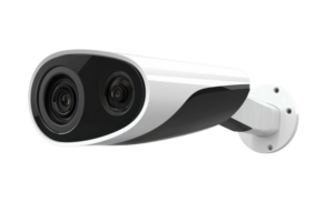 High-quality dual-lens security camera for surveillance, featuring a sleek design and advanced technology for enhanced monitoring and safety. png