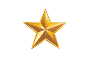 Shiny golden star icon with five points on a transparent background, perfect for awards, ratings, and achievements in various design projects. png