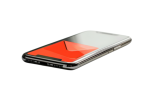 Modern smartphone displaying a red email icon on its screen, symbolizing communication and digital messaging for business or personal use. png