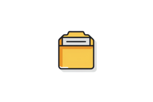 Minimalistic icon of an orange folder with a file inside, perfect for digital organization, UI design, and productivity themes. png