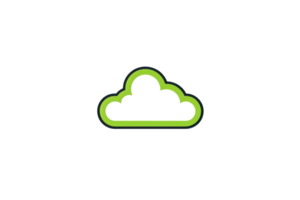 Simple green outline cloud icon on transparent background. representing cloud storage, technology, and minimalistic design. png