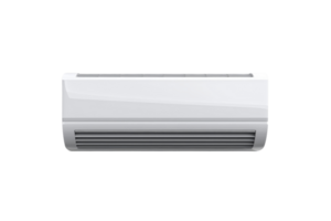 Modern wall-mounted air conditioner with a sleek design, ideal for cooling and heating indoor spaces efficiently and stylishly. png