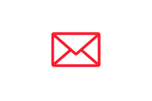 Red envelope icon isolated on a black background, representing email, message, or communication concepts. Ideal for digital or print use. png