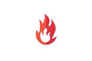 illustration of a red-orange fire flame icon on a transparent background. Perfect for design, web, or app graphics. png